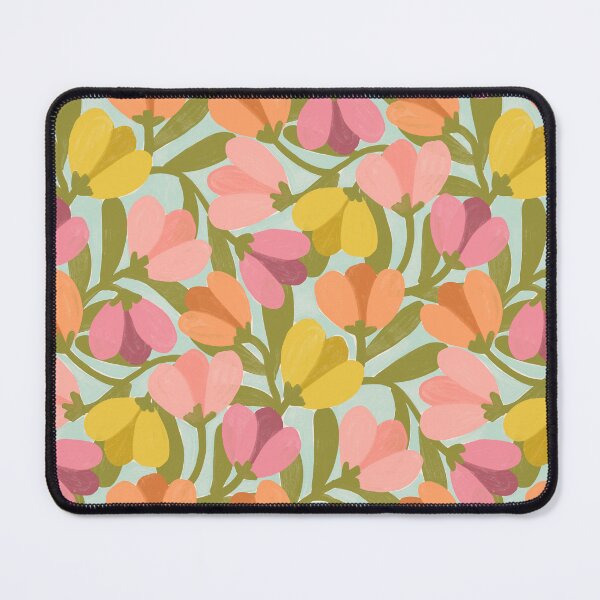 Item preview, Abstract modern tulip floral | Pastel gouache on mint green designed and sold by Illustrated by Nat.