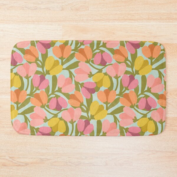 Item preview, Abstract modern tulip floral | Pastel gouache on mint green designed and sold by Illustrated by Nat.