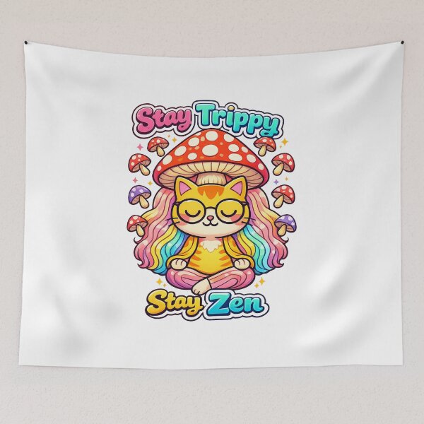 Item preview, Trippy Cat Zen Essential T-Shirt designed and sold by SoftSproutstu.