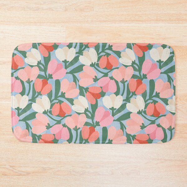 Item preview, Abstract modern tulip floral | Pink gouache on pastel blue designed and sold by Illustrated by Nat.