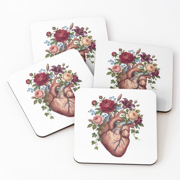 Item preview, Vintage Anatomical Heart Floral Bouquet Dark Botanical Aesthetic Goth Flower Bloom designed and sold by StickyGuys.