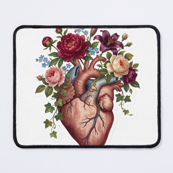 Item preview, Vintage Anatomical Heart Floral Bouquet Dark Botanical Aesthetic Goth Flower Bloom designed and sold by StickyGuys.