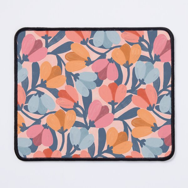 Item preview, Abstract modern tulip floral | Blue gouache on pastel pink designed and sold by Illustrated by Nat.