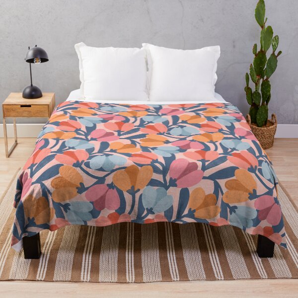 Item preview, Abstract modern tulip floral | Blue gouache on pastel pink designed and sold by Illustrated by Nat.