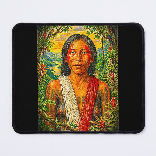 Item preview, Tribal Portrait of a Kayapó Woman – Vibrant Color Amazonian Indigenous Art designed and sold by KAYAPO.