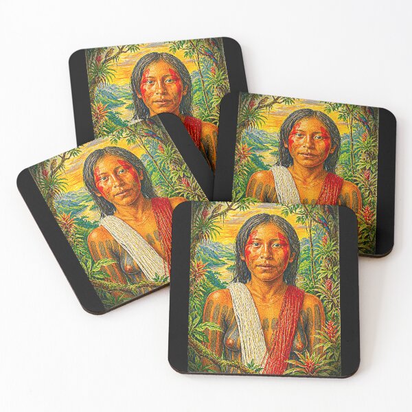 Item preview, Tribal Portrait of a Kayapó Woman – Vibrant Color Amazonian Indigenous Art designed and sold by KAYAPO.