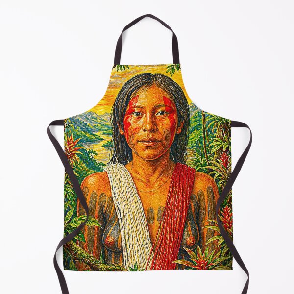 Item preview, Tribal Portrait of a Kayapó Woman – Vibrant Color Amazonian Indigenous Art designed and sold by KAYAPO.