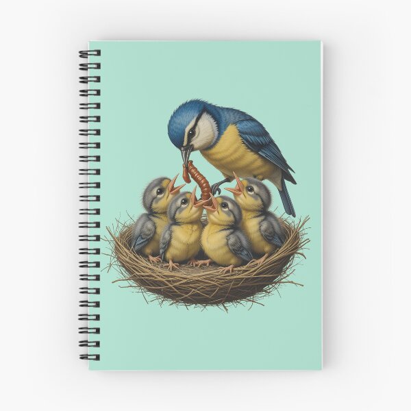 Item preview, Blue Tit Feeding Chicks with Worm designed and sold by BloomStudio1.