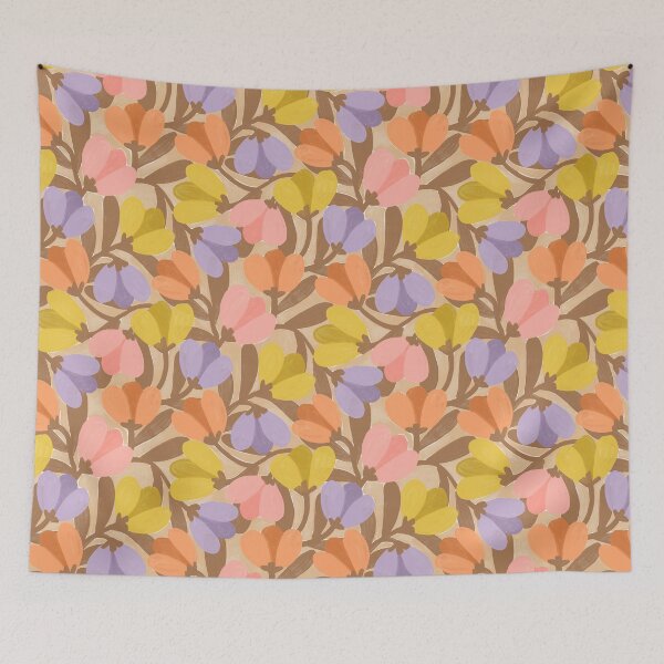 Item preview, Abstract modern tulip floral | Pastel gouache on beige designed and sold by Illustrated by Nat.