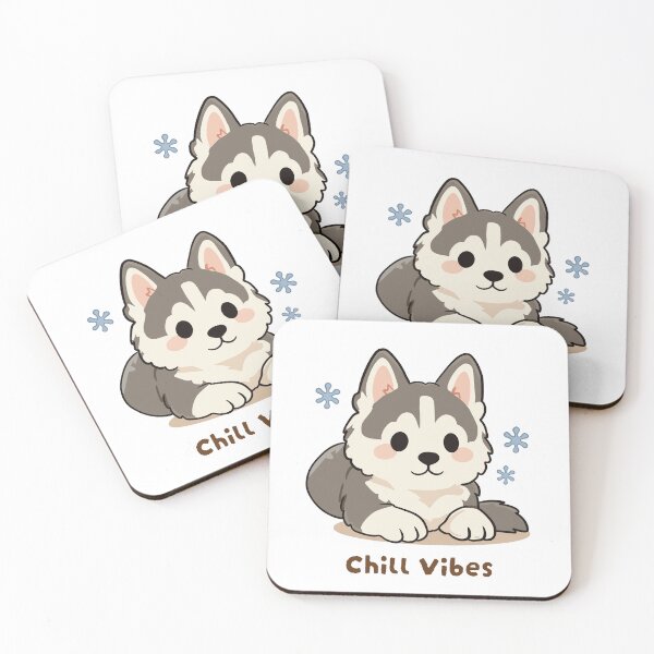 Item preview, Siberian Husky Chill Vibes Cute Kawaii Puppy designed and sold by MJ ART.