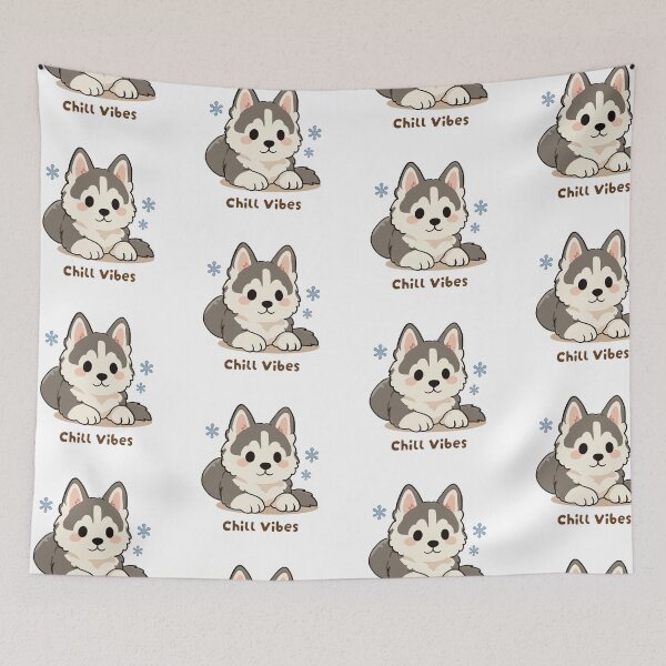 Item preview, Siberian Husky Chill Vibes Cute Kawaii Puppy designed and sold by MJ ART.