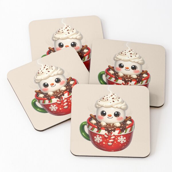 Item preview, Kawaii Hot Chocolate Snowman Mug | Cute Marshmallow Winter Drink Cartoon designed and sold by Moons Studio.
