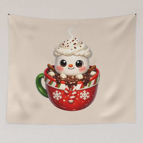 Item preview, Kawaii Hot Chocolate Snowman Mug | Cute Marshmallow Winter Drink Cartoon designed and sold by Moons Studio.