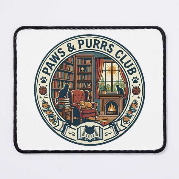 Item preview, Paws & Purrs Club Vintage Cat Library Aesthetic designed and sold by Trendlurk.