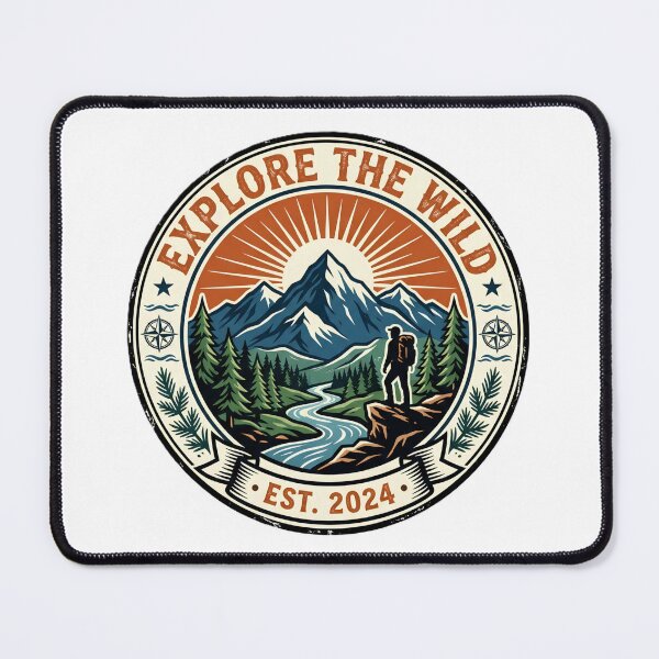 Item preview, Vintage Explore The Wild Mountain Hiking Adventure Badge designed and sold by Trendlurk.