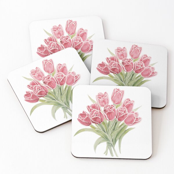 Item preview,  Pink tulips flowers watercolor painting  designed and sold by uunaa.
