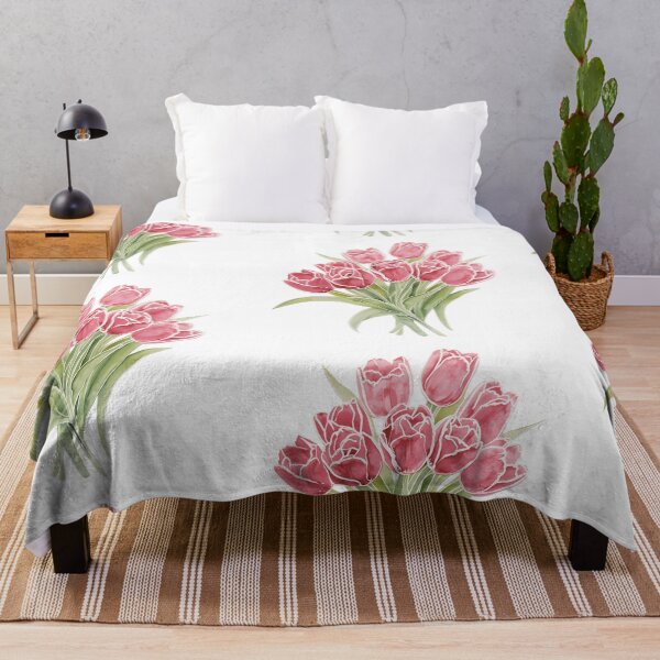 Item preview,  Pink tulips flowers watercolor painting  designed and sold by uunaa.