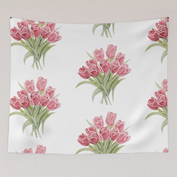 Item preview,  Pink tulips flowers watercolor painting  designed and sold by uunaa.