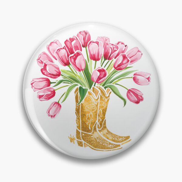 Item preview, Cowboy boots and pink tulips designed and sold by uunaa.