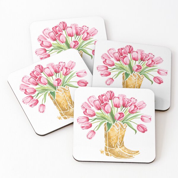 Item preview, Cowboy boots and pink tulips designed and sold by uunaa.