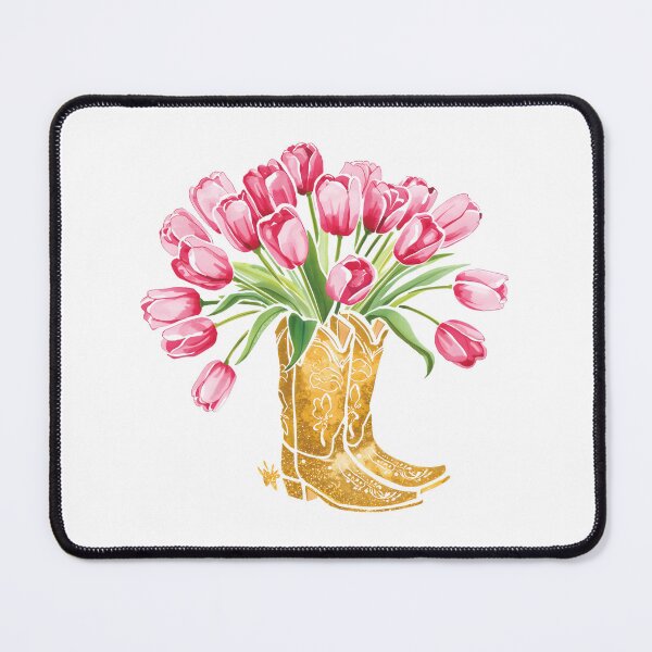 Item preview, Cowboy boots and pink tulips designed and sold by uunaa.