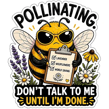Artwork thumbnail, Grumpy Bee Pollinating Checklist Sticker by Gentlestate