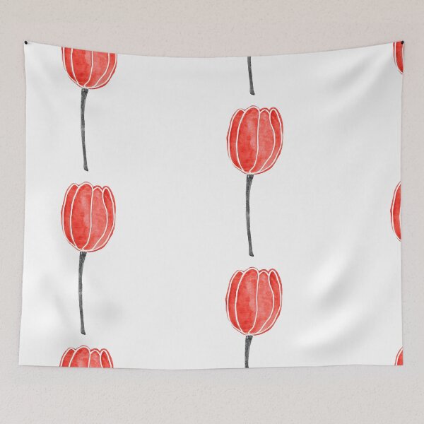Item preview, Red tulip flower watercolor painting  designed and sold by uunaa.