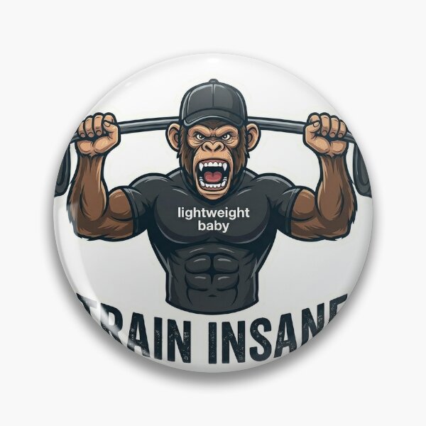 Item preview, Train Insane Monkey Sticker | Hardcore Gym Meme | Fitness Motivation Cartoon designed and sold by Newkidshub.