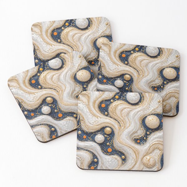 Item preview, Ivory Drift: Gilded White Waves on Midnight Blue designed and sold by annenambiro.
