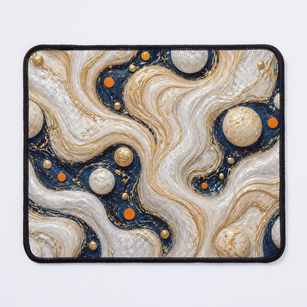 Item preview, Ivory Drift: Gilded White Waves on Midnight Blue designed and sold by annenambiro.