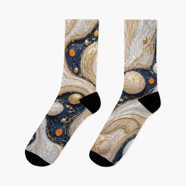 Item preview, Ivory Drift: Gilded White Waves on Midnight Blue designed and sold by annenambiro.
