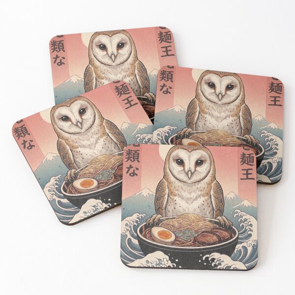 Item preview, Funny Owl Japanese Ramen Noodles Vintage Kanagawa Wave designed and sold by FurryHavenPH.