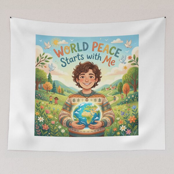 Item preview, AI Art - World Peace Starts with Me designed and sold by Whimsyful Designs.