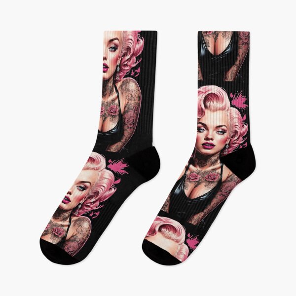 Item preview, Tattooed Marilyn Monroe: Pink Hair & Rose Ink Pop Art designed and sold by Krasnovaovaova.