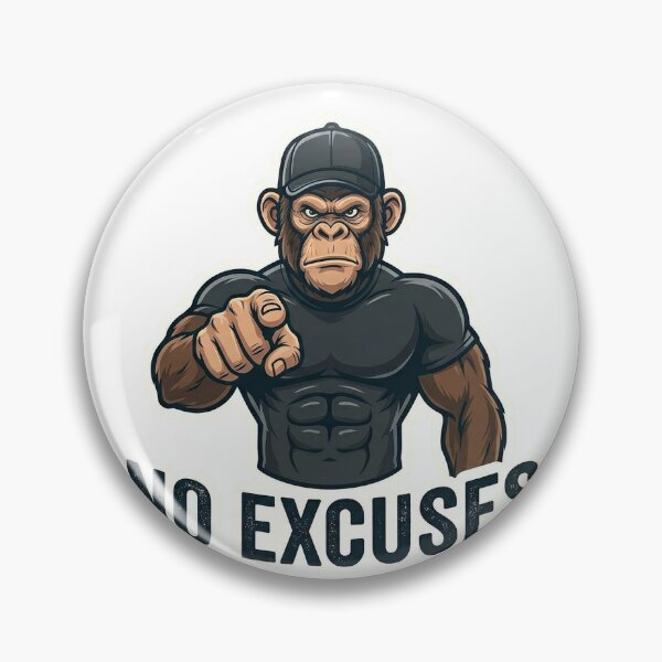 Item preview, No Excuses Monkey Sticker | Gym Motivation Meme | Fitness Coach Cartoon designed and sold by Newkidshub.