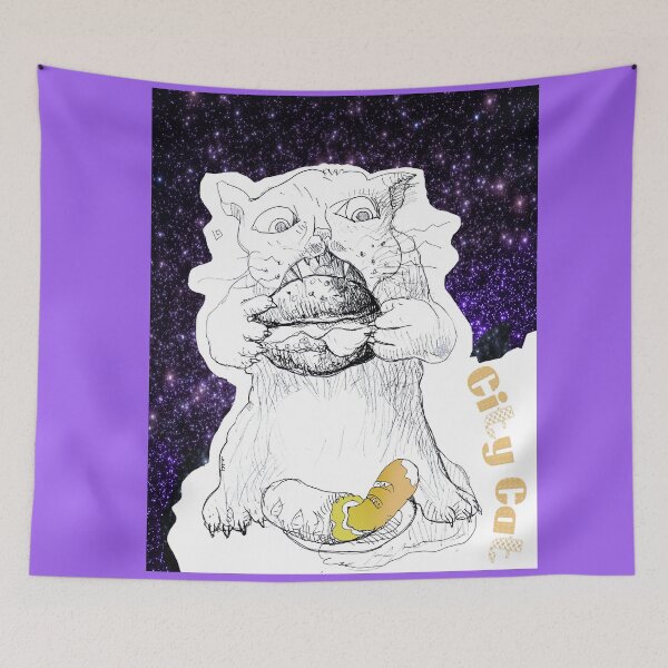Item preview, City Cat Night Out For A Hamburger (Original Drawing by ACCI) designed and sold by VanyssaGraphics.