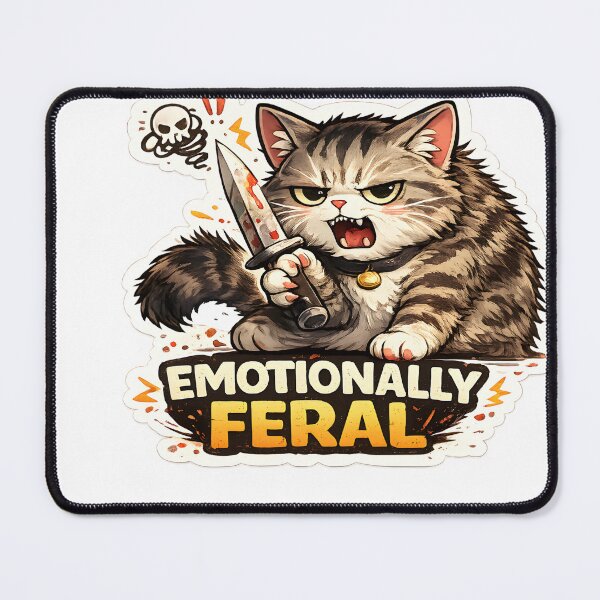 Item preview, Cute Chaos Cat Emotionally Feral Sticker designed and sold by StickoStore.