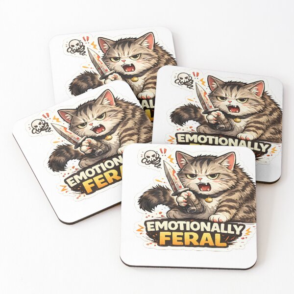 Item preview, Cute Chaos Cat Emotionally Feral Sticker designed and sold by StickoStore.
