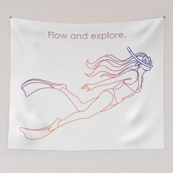 Item preview, Flow and Explore – Minimalist snorkeler in a color gradient designed and sold by Herzbaumatelier.