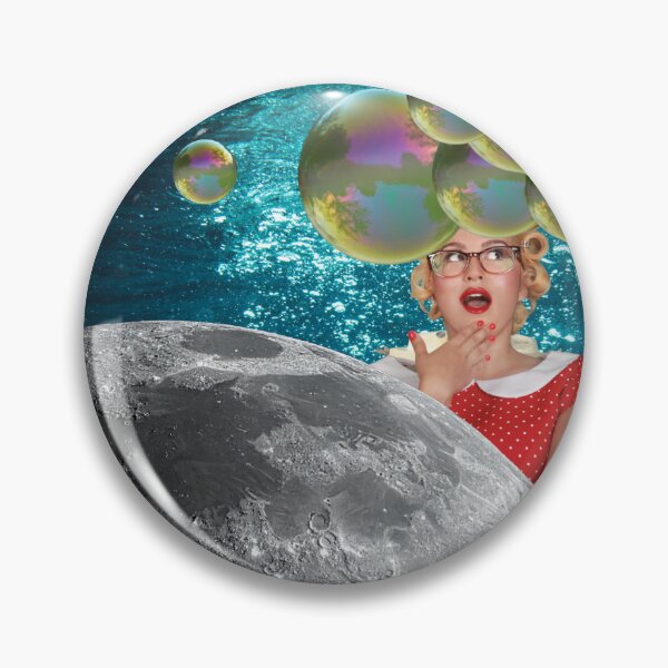 Item preview, Retro Bubble Moon Girl Collage Art designed and sold by AnimaliaStar.