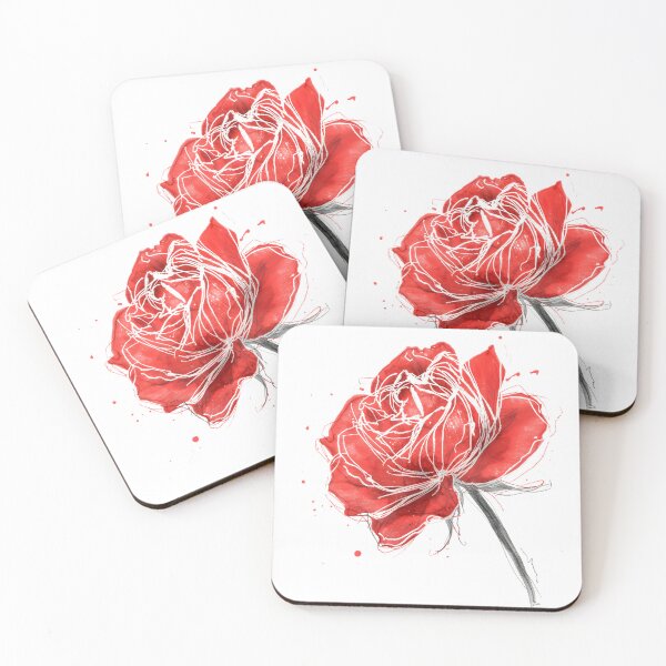 Item preview,  Red rose flower watercolor painting  designed and sold by uunaa.
