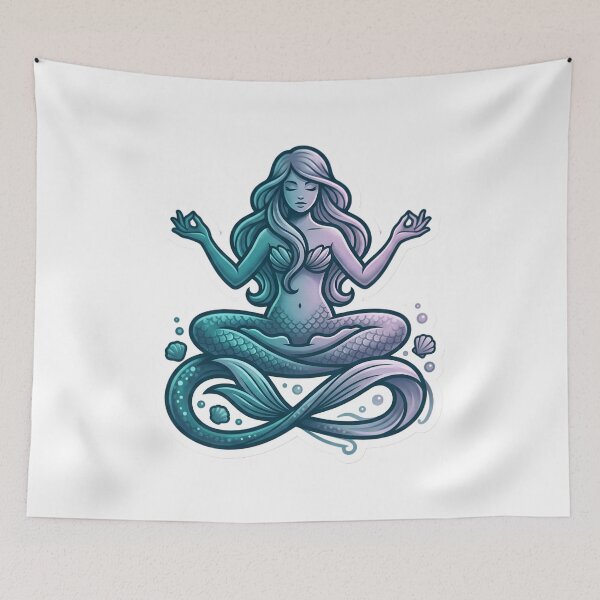 Item preview, Meditative Mermaid Ocean Zen Mental Health Sea Salt Aesthetic Teal Gradient designed and sold by StickyGuys.