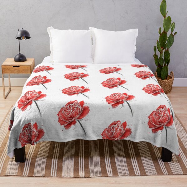 Item preview,  Red rose flower watercolor painting  designed and sold by uunaa.