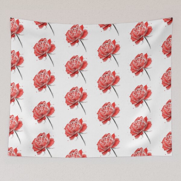 Item preview,  Red rose flower watercolor painting  designed and sold by uunaa.