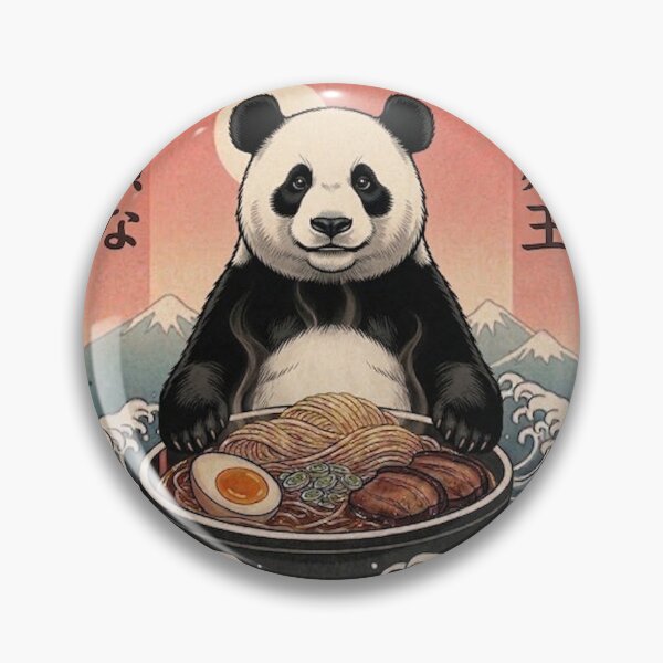 Item preview, Funny Panda Japanese Ramen Noodles Vintage Kanagawa Wave designed and sold by FurryHavenPH.