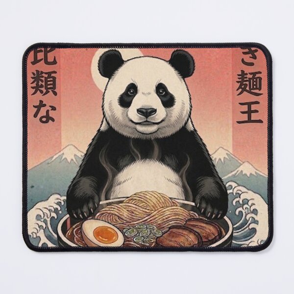 Item preview, Funny Panda Japanese Ramen Noodles Vintage Kanagawa Wave designed and sold by FurryHavenPH.