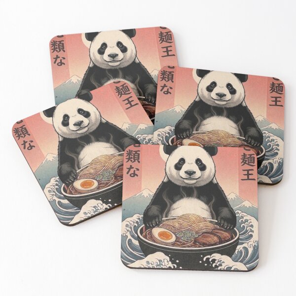 Item preview, Funny Panda Japanese Ramen Noodles Vintage Kanagawa Wave designed and sold by FurryHavenPH.
