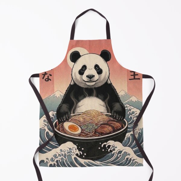 Item preview, Funny Panda Japanese Ramen Noodles Vintage Kanagawa Wave designed and sold by FurryHavenPH.