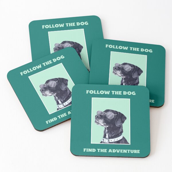 Item preview, Follow The Dog Find The Adventure- Cool Black Labrador with Sunglasses - Vintage Aesthetic Design designed and sold by TraceFlowPrints.