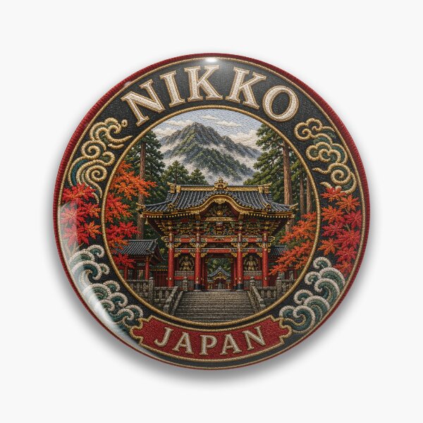 Item preview, Nikkō, Japan – Temple gate, autumn leaves & mountain silhouette designed and sold by Girih.
